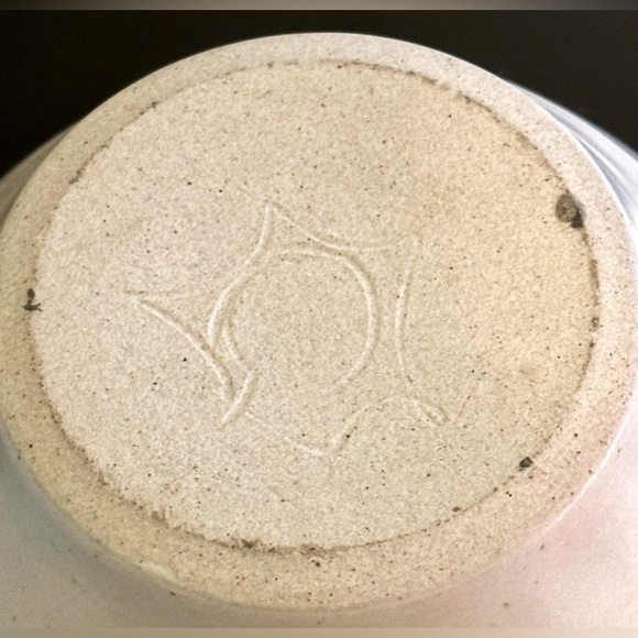 Vintage 80s Huge Studio Art Pottery Bulbous Artisan Vase Blue Rose Stripe Design - Picture 4 of 14